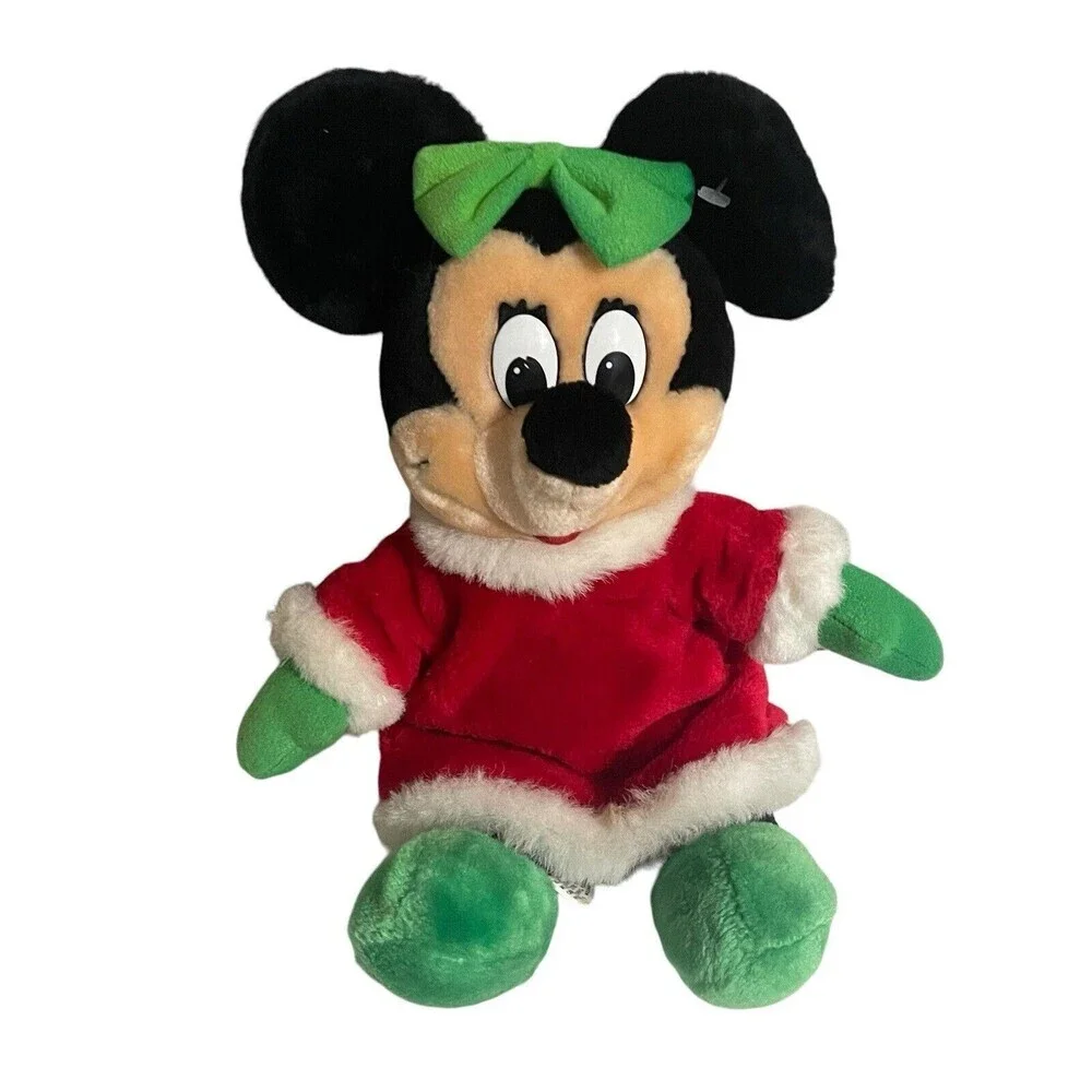 Vintage Disney World Parks Minnie Mouse Christmas Outfit Plush Stuffed Animal